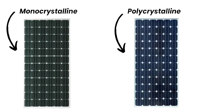 Appearance of Monocrystalline and Polycrystalline Solar Panels